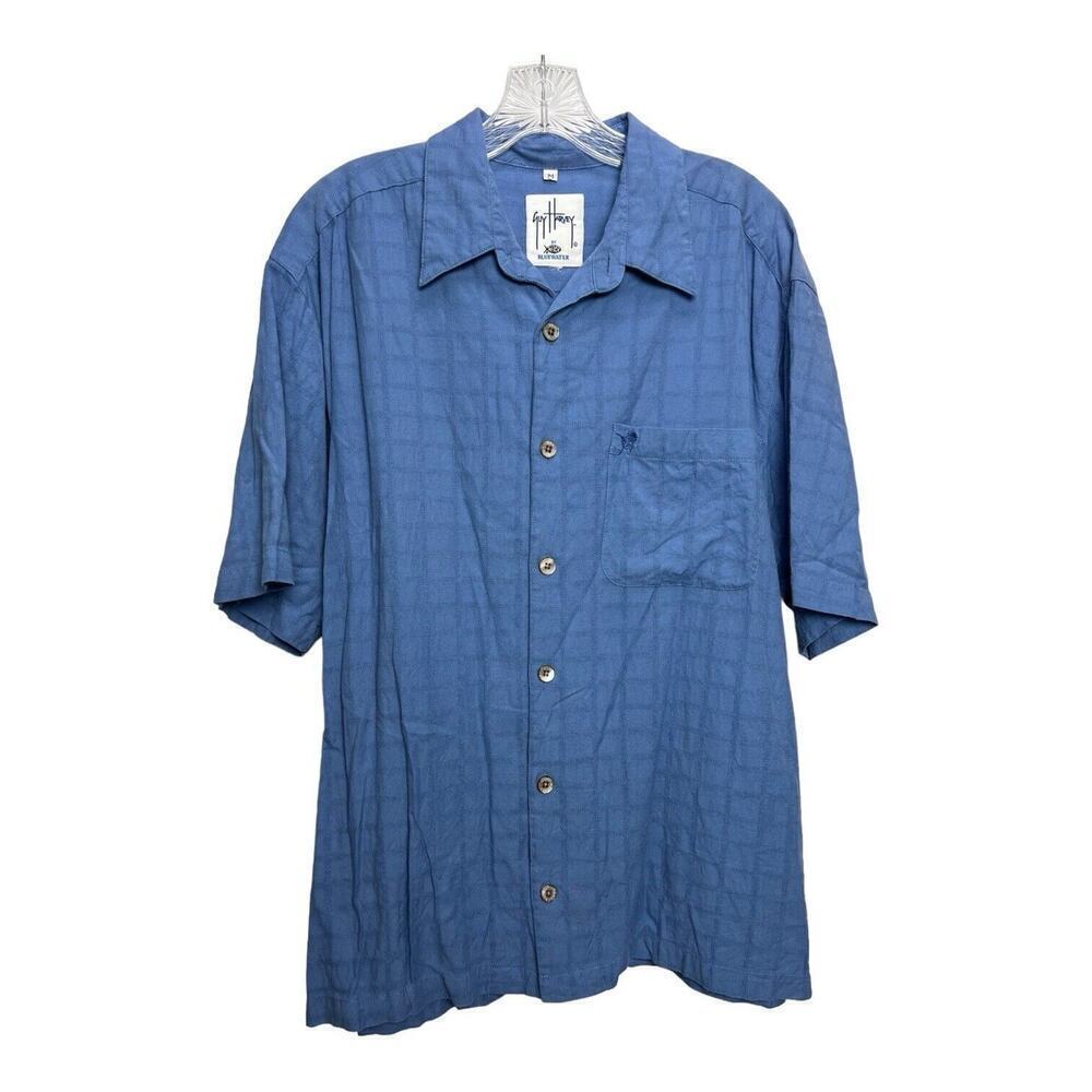 Guy Harvey Aftco Blue Water Fishing Shirt Size M Medium Button Up